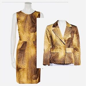 Escada Animal Print Dress & Blazer M 36 38